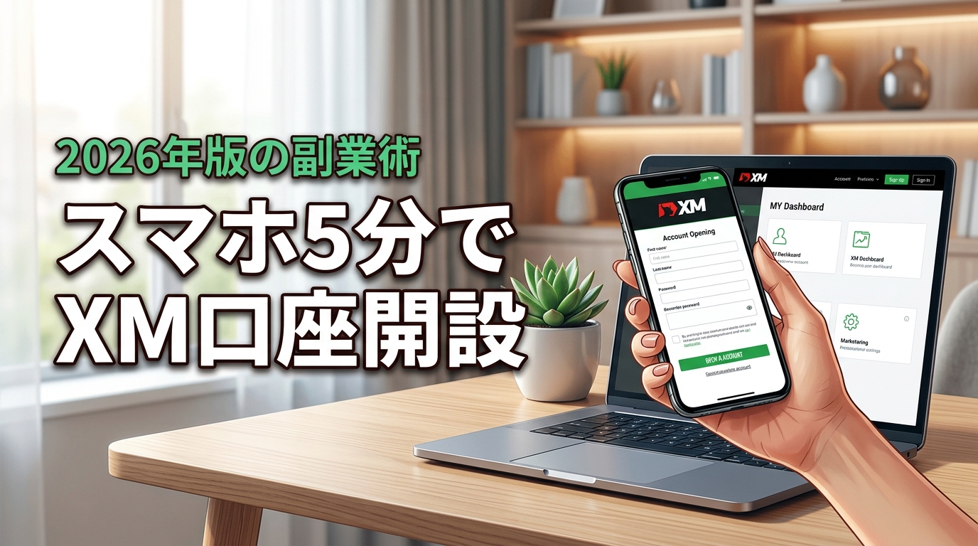 【スマホ5分】XM 口座開設 初心者が失敗せず自動収益を狙う！40代の副業術